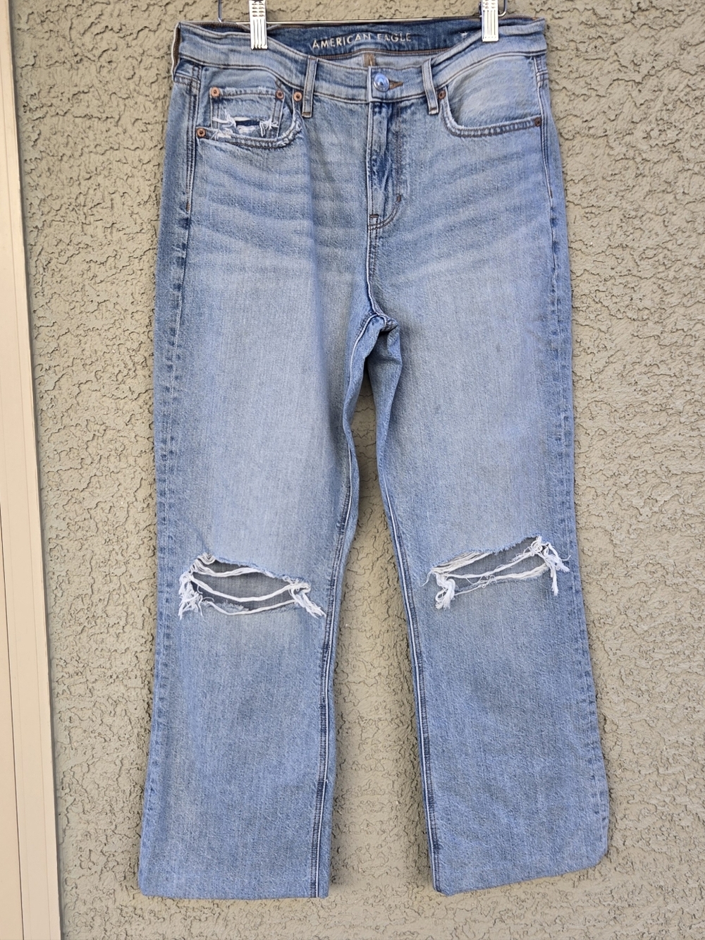American Eagle 90's Bootcut Light Blue Distressed High-Rise Women's Jeans - Picture 2 of 9